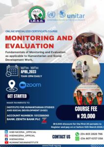 ONLINE SPECIALIZED CERTIFICATE COURSE ON MONITORING AND EVALUATION