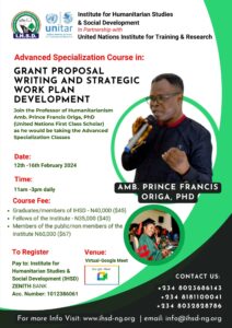 Advanced Specialisation Class in Grant Proposal Writing and Strategic Work Plan Development.